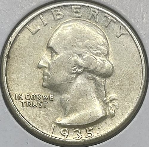 1935-S Washington Silver Quarter - High Circulated F/VF Condition