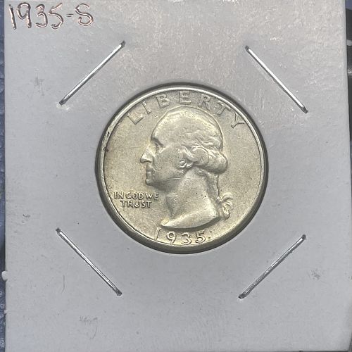 1935-S Washington Silver Quarter - High Circulated F/VF Condition