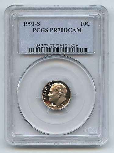1991 S PROOF 70  ROOSEVELT DIME