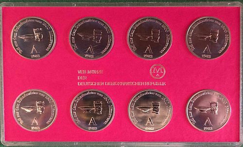 GDR Schadowfries from 1800 Token Medals Suite 1983 GDR Theme Set Coinage Berlin 8 pieces in 5 Mark size in the set PL PL-Uncirculated Die Polish lines