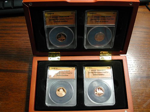 2009 ANACS Graded PR69 DCAM Lincoln Cent 4 EA in Display Box NICE