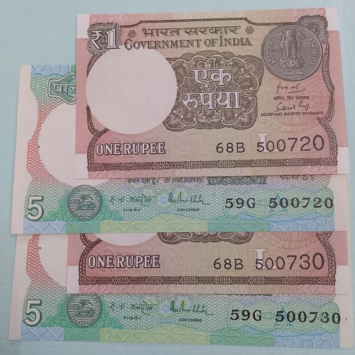 500720  / 30  x 2 .. Matching No. INDIA   UNC NOTEs