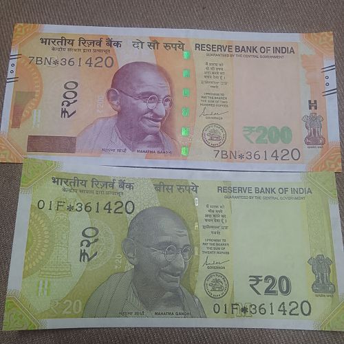 *361420 X 2.... Matching No. INDIA   UNC NOTEs