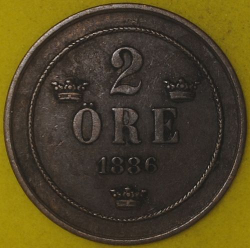 1886 Sweden 2 Ore VF
