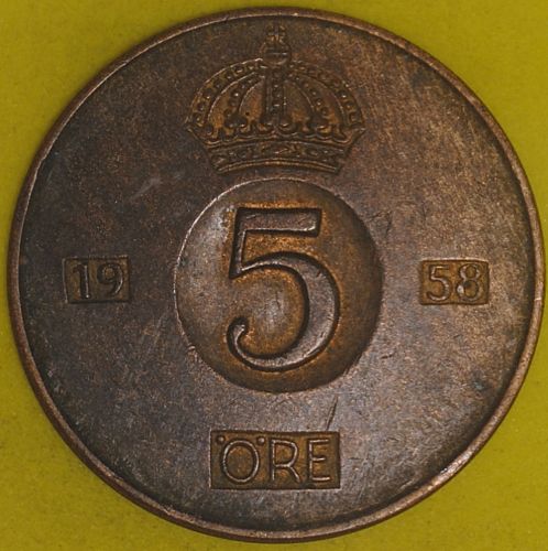 1958 Sweden 5 Ore AU
