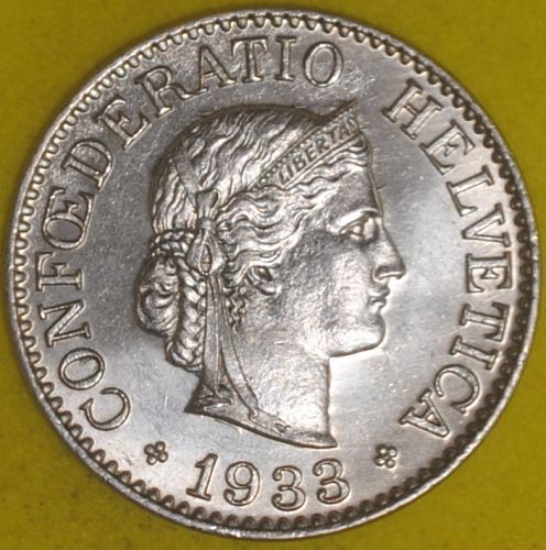 1933 Switzerland 10 Rappen AU