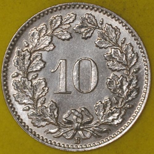 1933 Switzerland 10 Rappen AU