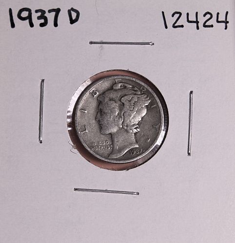 1937 D SILVER MERCURY DIME #12424