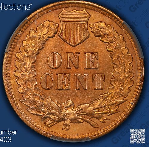 1909 Indian Head Cent CACG Unc. Details Cleaned