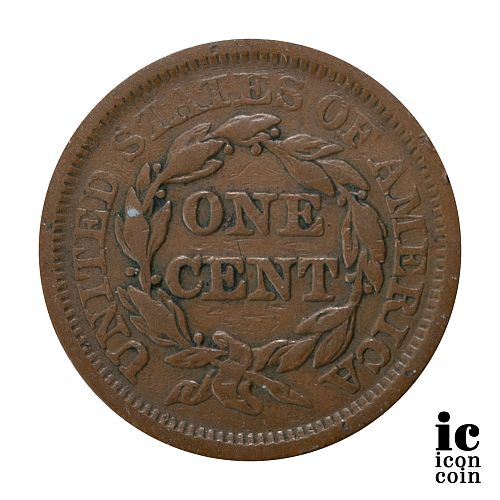 1850 Braided Hair Large Cent - XF