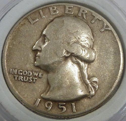 1951-D VERY GOOD Washington Quarter VG  ( 220-Y)