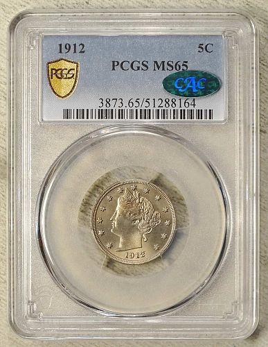 1912 Liberty Nickel, Gem BU, PCGS/CAC MS-65, Very Pretty