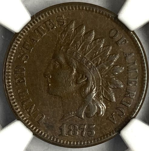 1875 Indian Head Cent, AU53 NGC (8163)