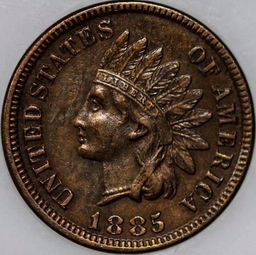 ☆ 1885 Indian Head Cent Penny • Better Date • Full Liberty/Necklace • BN • UNC