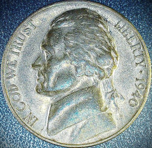 1940 P Jefferson Nickel Toned