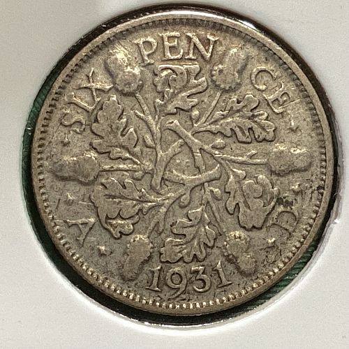 1931 Great Britain Silver 6 Pence