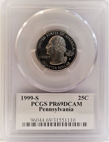 1999-S Pennsylvania Statehood Proof Quarter PCGS PR-69DCAM