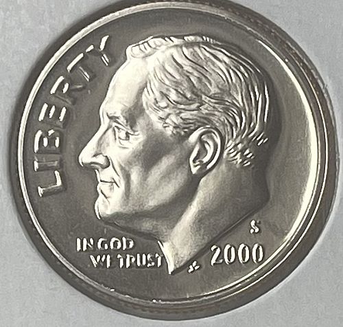 2000-S Roosevelt Clad Proof Dime • Cameo Proof Direct from Mint Proof Set