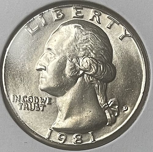 1981-D Gem Brilliant Uncirculated MS60+ Washington US Quarter