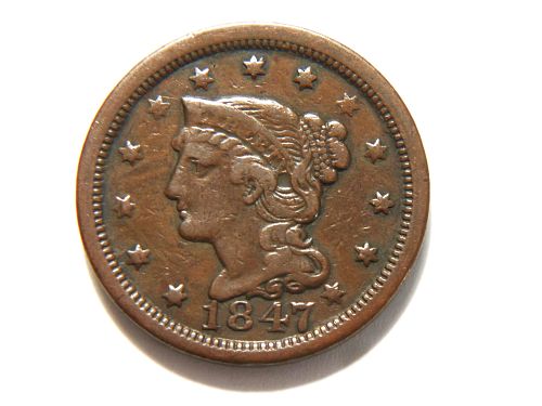 1847 Braided Hair Liberty Head Large Cent