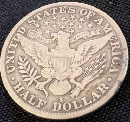 1915S barber half dollar in VERY GOOD-FINE condition great problem free coin