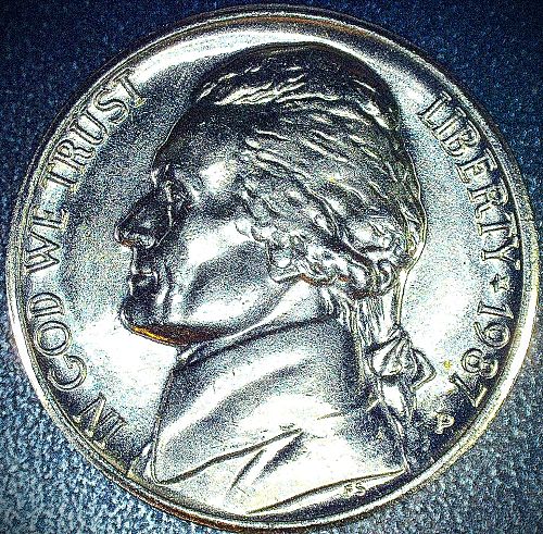 1987 P Jefferson Nickel Brilliant GBU Full Steps