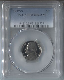 1977 - S  JEFFERSON  NICKEL  --   PCGS  --   PR 69 DCAM