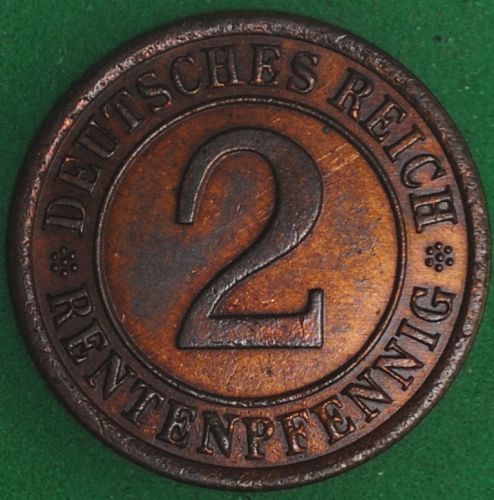 1923A Germany/Weimar 2 Rentenpfennig AU++