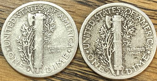 1934D and P mercury dime in VERY GOOD AND FINE condition 2 coin lot