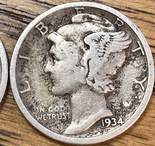 1934D and P mercury dime in VERY GOOD AND FINE condition 2 coin lot