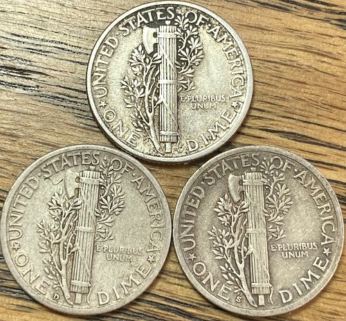 1941 P/D/S mercury dimes in VERY FINE-EXTREMELY FINE condition all 3 mints