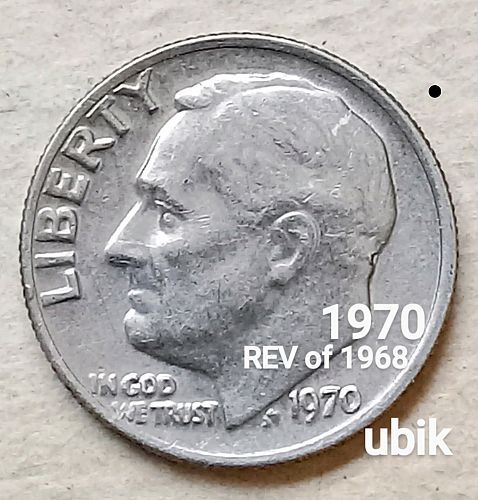 1970 Roosevelt Dime • Proof Die Reverse of 1968 • FS 901 • XF