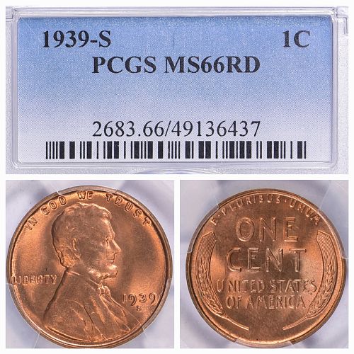 1939S Lincoln Wheat Cent PCGS MS 66 Red