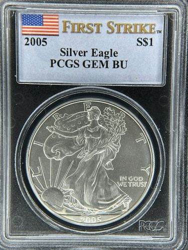 2005 First Strike Flag Label - American Silver Eagle
