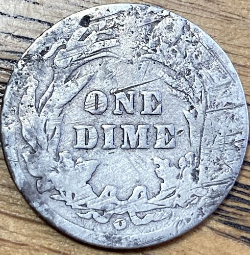 1905 MICRO O barber dime in ALMOST GOOD condition