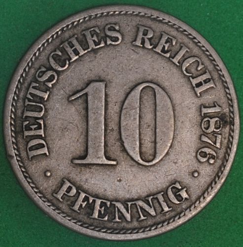 1876A Germany/Empire 10 Pfennig Fine+