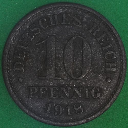 1918 Germany/Empire 10 Pfennig AU