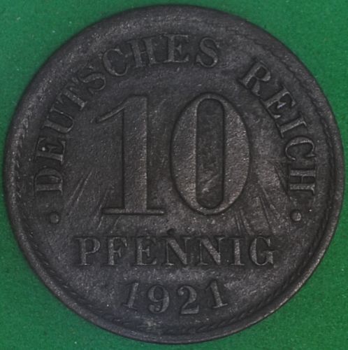 1921 Germany/Empire 10 Pfennig AU