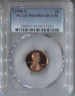 2008 - S  LINCOLN  CENT   PCGS   PR 69RD DCAM