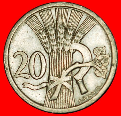 Ⰶ SICKLE (1921-1938): CZECHOSLOVAKIA ★ 20 HELLERS 1926 LION!