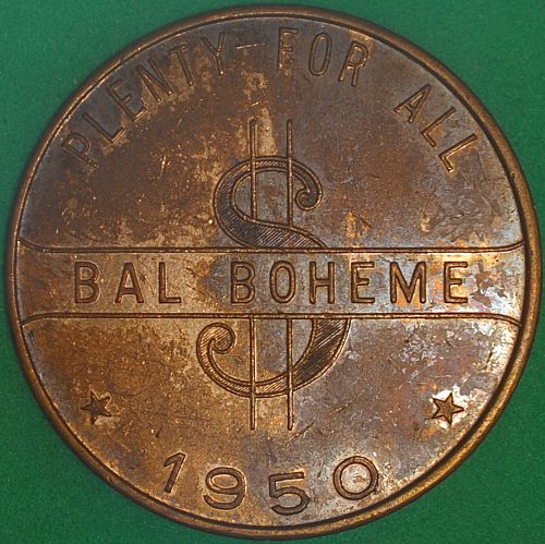 1950 Bal Boheme Medal, Arts Club of Washington, DC
