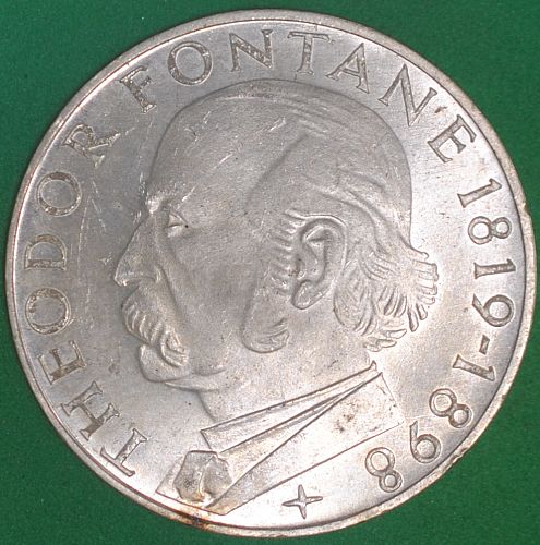 1969G Germany/Federal Republic 5 Mark BU Fontane