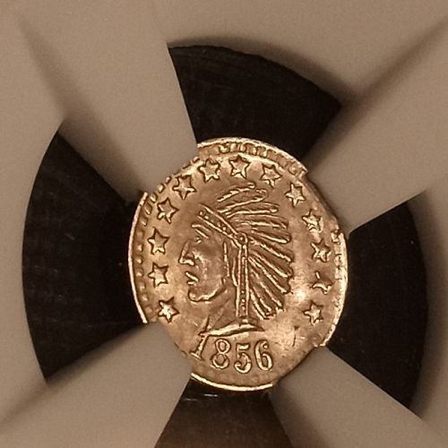 1856 1/4 California Gold Token. Indian Bear. The Rare Bear. Certified.