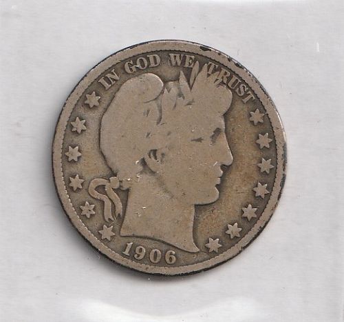 1906 BARBER 1/2 DOLLAR G-4 CONDITION 90% SILVER USING ANA GRADING STANDARDS