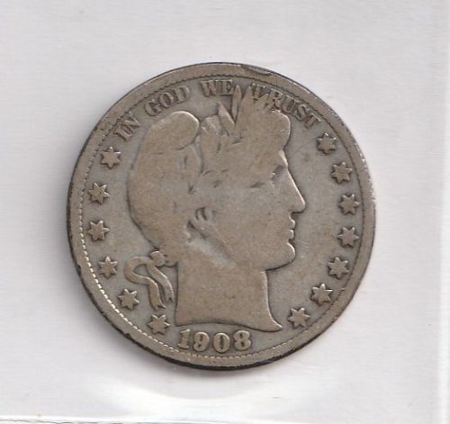 1908-D BARBER 1/2 DOLLAR G-4 CONDITION 90% SILVER USING ANA GRADING STANDARDS