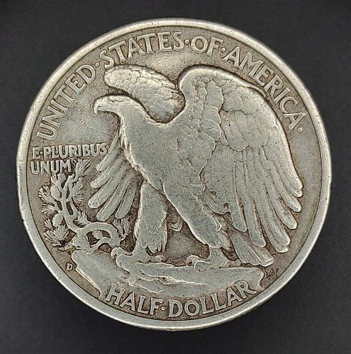 1942 D Walking Liberty Half Dollar - Free Shipping for additional coins purchased on same invoice.