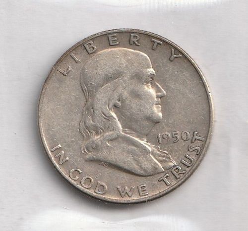 1950-D Franklin 1/2 Dollar 90% Silver very fine condition using PHOTOGRADE STANDARDS
