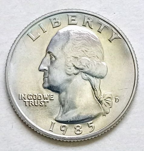 1985 D Washington Quarter • Light Toning • From Mint Set • CH BU