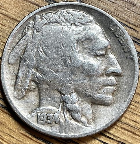 1934D Buffalo nickel in FINE condition