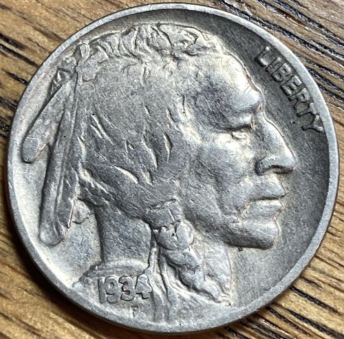 1934 Buffalo nickel in VERY FINE condition
